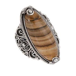 QVC Suarti Artisan Crafted Sterling Silver Bold Oval Picture Jasper Ring…